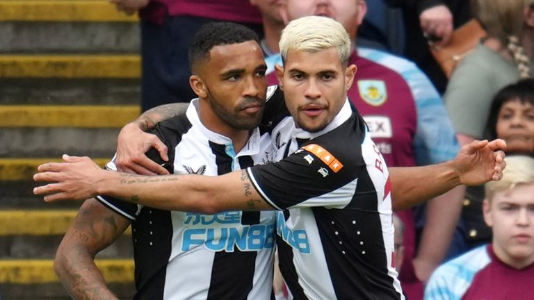 Callum Wilson is congratulated after giving Newcastle the lead at Burnley
