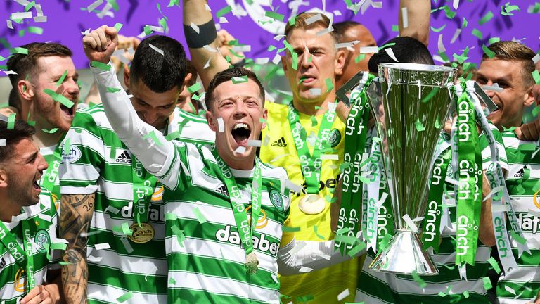 Callum McGregor celebrates his first title as Celtic captain
