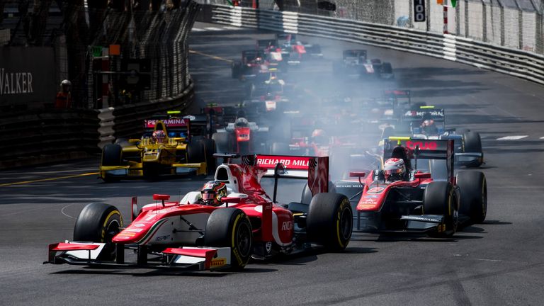 Charles Leclerc led from pole in the 2017 F2 Monaco Grand Prix