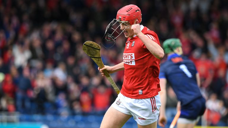 22 May 2022; Alan Connolly of Cork celebrates after scoring his sides opening goal during the Munster GAA Hurling Senior Championship Round 5 match between Tipperary and Cork at FBD Semple Stadium in Thurles, Tipperary. Photo by George Tewkesbury/Sportsfile