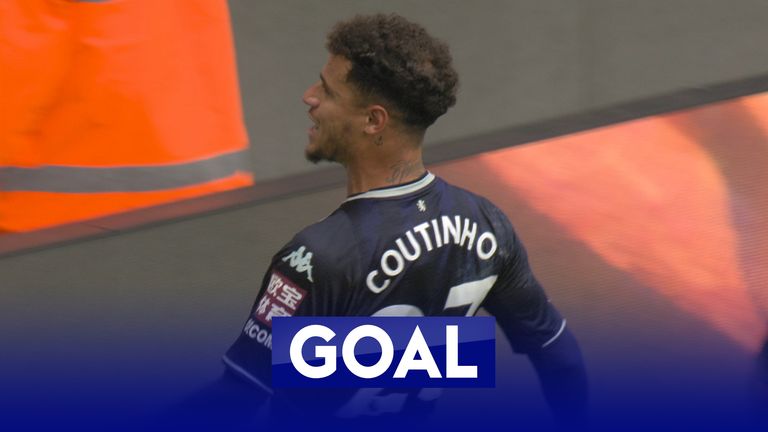 Coutinho scores for Villa at Man City