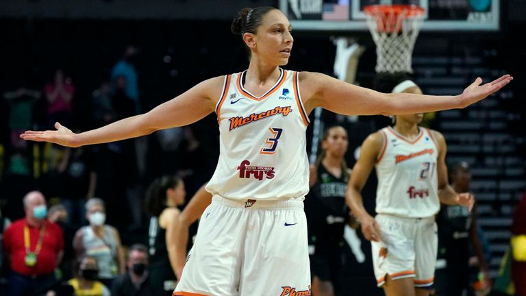 Phoenix Mercury's Diana Taurasi motions after a teammate scored in overtime against the Seattle Storm in the second round of the WNBA basketball playoffs last year