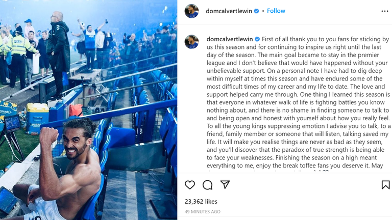 Dominic Calvert-Lewin shared his experience with his followers, and urged others struggling to talk