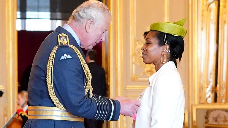 Ebony-Jewel Rainford-Brent is made an MBE by the Prince of Wales
