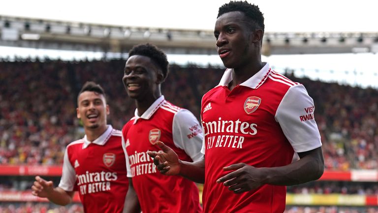 Eddie Nketiah doubled Arsenal&#39;s lead against Everton