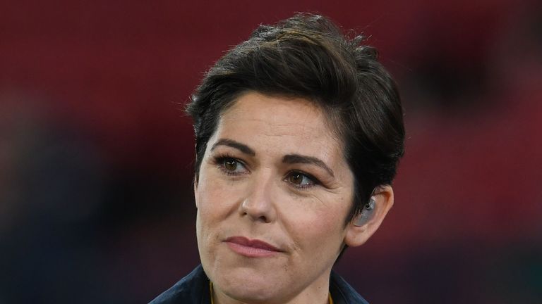 GLASGOW, SCOTLAND - MARCH 24: Sky Sports&#39; Eilidh Barbour during an International Friendly between Scotland and Poland at Hampden Park, on March 24, 2022, in Glasgow, Scotland. (Photo by Craig Foy / SNS Group)