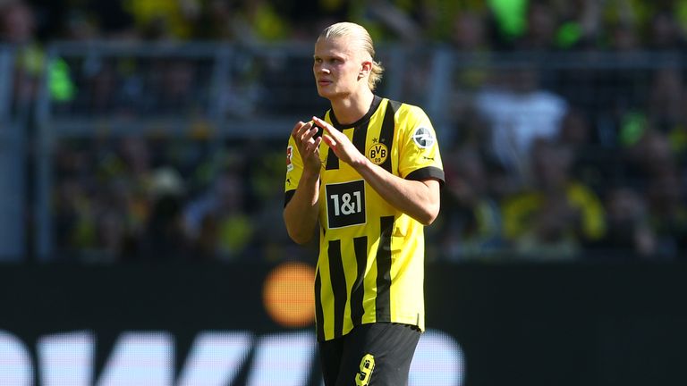 Erling Haaland is subbed off in his final game for Dortmund