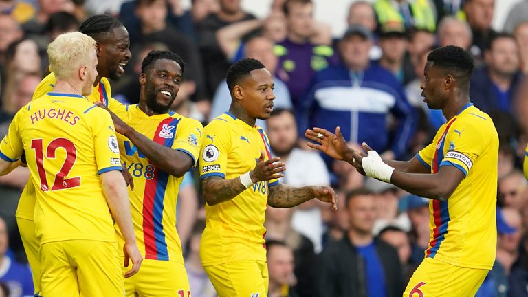 Palace led 2-0 at the interval at Goodison Park