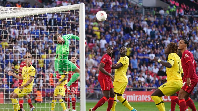 Chelsea&#39;s Marcos Alonso (not pictured) hits the cross bar with his free-kick