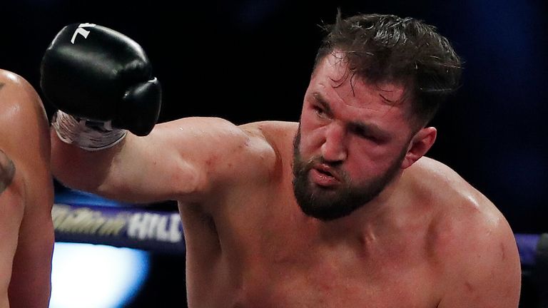 Hughie Fury throws a punch at Poland&#39;s Mariusz Wach during their clash at Wembley Arena in December 2020