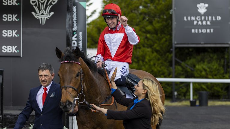 Jack Mitchell is all smiles after landing the Oaks Trial with Rogue Millennium