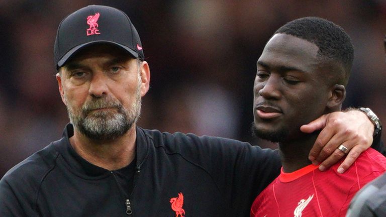 Jurgen Klopp consoles Ibrahima Konate