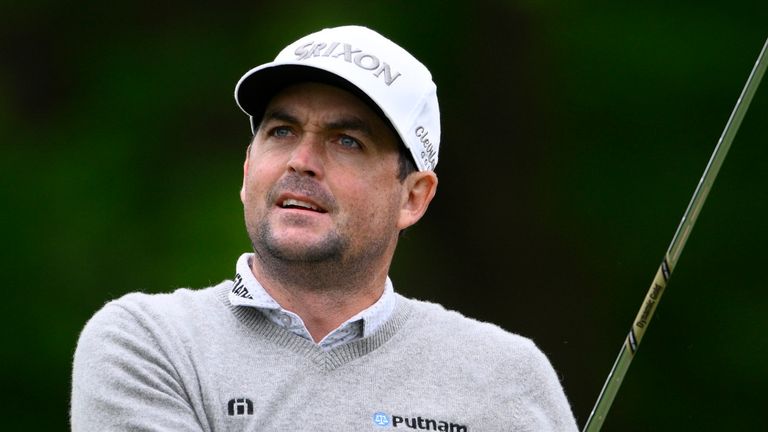 Keegan Bradley watches his tee shot on the third hole during the final round of the Wells Fargo Championship golf tournament, Sunday, May 8, 2022, at TPC Potomac at Avenel Farm golf club in Potomac, Md. (AP Photo/Nick Wass)