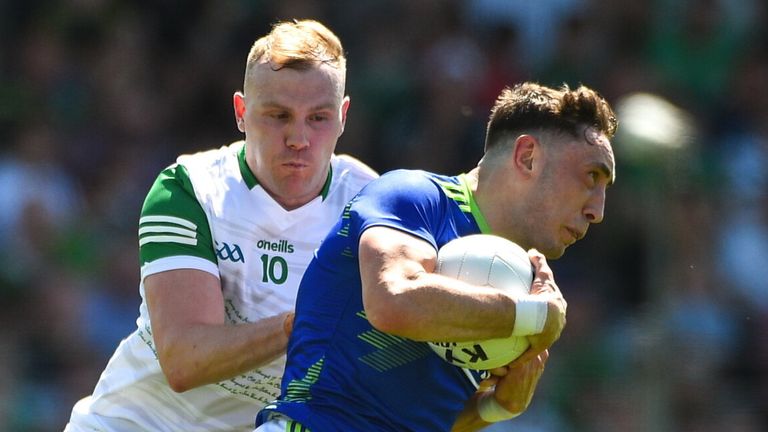 28 May 2022; Paudie Clifford of Kerry in action against Adrian Enright of Limerick during the Munster GAA Football Senior Championship Final match between Kerry and Limerick at Fitzgerald Stadium in Killarney. Photo by Diarmuid Greene/Sportsfile