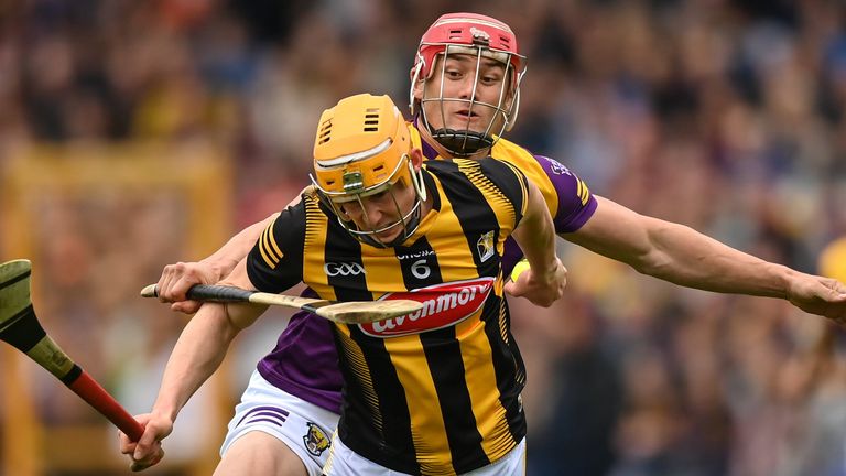 21 May 2022; Richie Reid of Kilkenny in action against Lee Chin of Wexford during the Leinster GAA Hurling Senior Championship Round 5 match between Kilkenny and Wexford at UPMC Nowlan Park in Kilkenny. Photo by Stephen McCarthy/Sportsfile