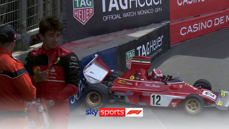 Leclerc crashed an ex-Niki Lauda classic Ferrari during a demonstration run at the Monaco Historic event