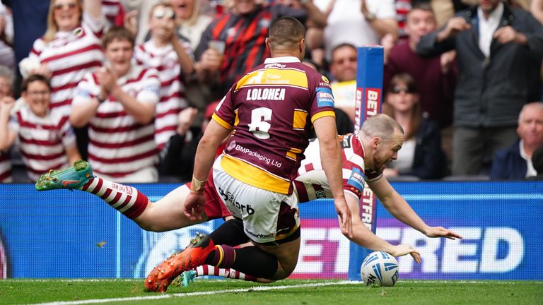Liam Marshall seals Challenge Cup for Wigan with 77th-minute try against Huddersfield