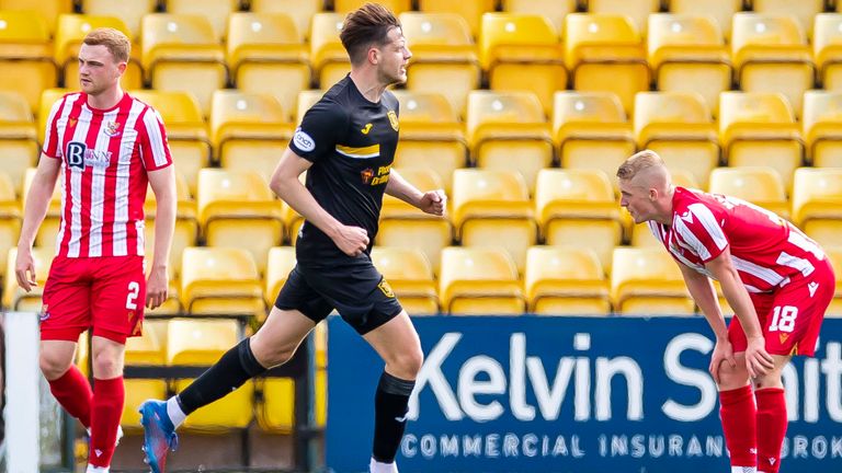 LIVINGSTON, SCOTLAND - MAY 07: Jack Fitzwater of Livingston celebrates a 1-1 victory during a Premier League match between Livingston and St Johnstone at Tony Macaroni Arena on May 7, 2022 in Livingston, Scotland.  (Photo by Roddy Scott/SNS Group)