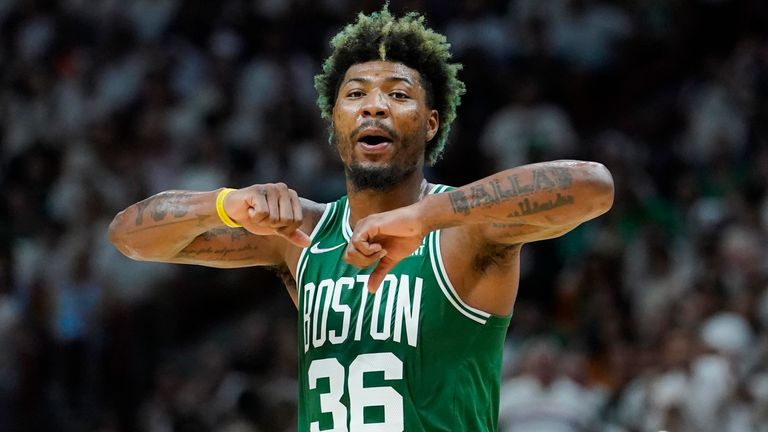 Marcus Smart in action during Game 2 for the Boston Celtics