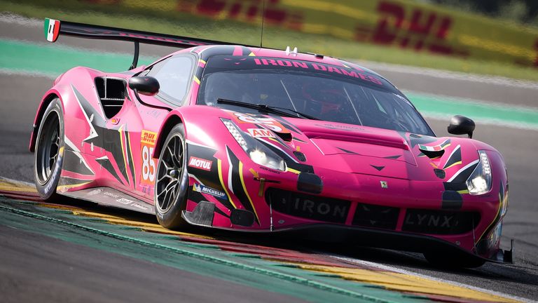 The #85 Iron Dames Ferrari 488 GTE - EVO of Rahel Frey, Michelle Gatting, and Sarah Bovy