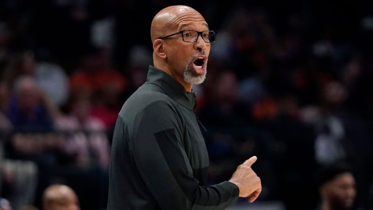 Phoenix Suns head coach Monty Williams issues instructions from the sideline