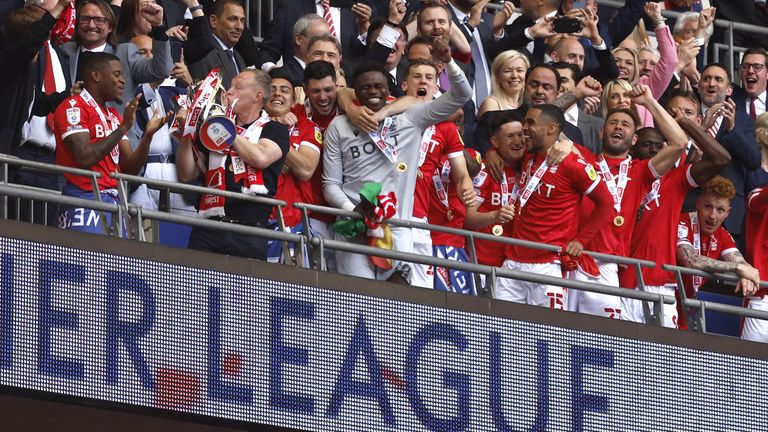 Huddersfield 0-1 Nottingham Forest: Steve Cooper’s Reds seal Premier League return after 23 years away
