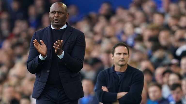 Patrick Vieira watches on from the touchline