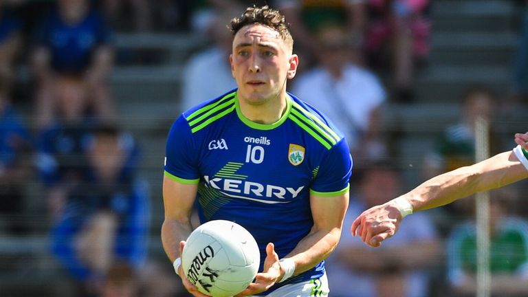 28 May 2022; Paudie Clifford of Kerry in action against Paul Maher of Limerick during the Munster GAA Football Senior Championship Final match between Kerry and Limerick at Fitzgerald Stadium in Killarney. Photo by Diarmuid Greene/Sportsfile