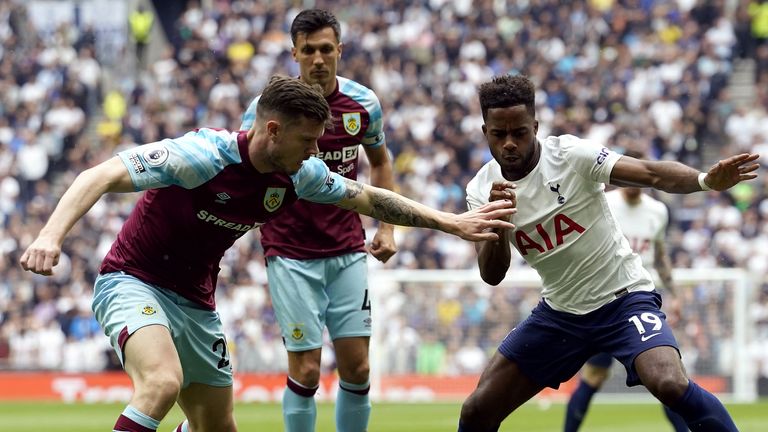 Burnley's Kevin Long (left) and Tottenham Hotspur's Ryan Sessegnon battle for the ball