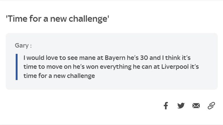 Sadio Mane, Transfer Centre comment