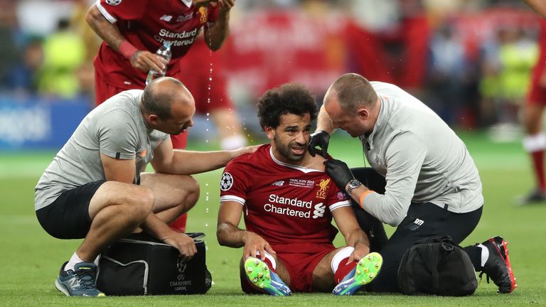 Mohamed Salah injured his shoulder before Liverpool lost the 2018 Champions League final