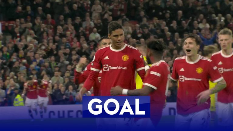 Varane scored Manchester United's third goal against Brentford.
