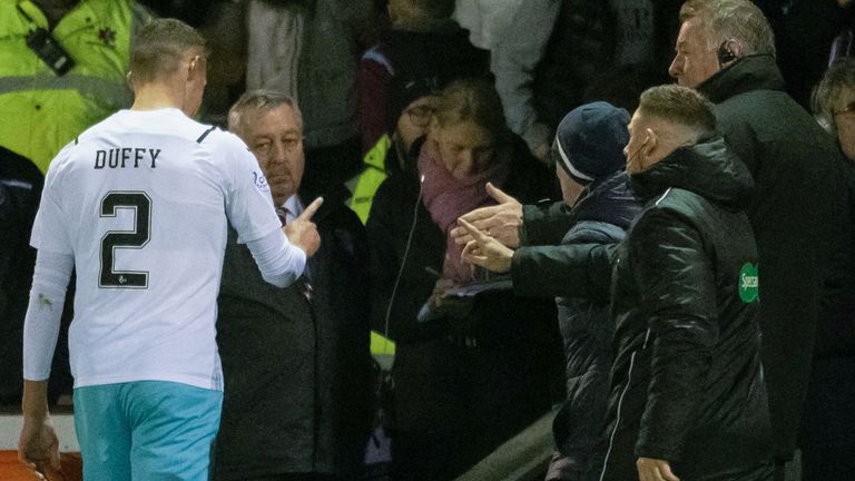 ARBROATH, SCOTLAND - MAY 13: Inverness&#39; Wallace Duffy walks down the tunnel after being sent off during a Premiership Play-Off Semi-Final 2nd Leg match between Arbroath and Inverness at Gayfield, on May 13, 2022, in Arbroath, Scotland. (Photo by Ross Parker / SNS Group)