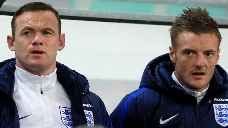 Wayne Rooney and Jamie Vardy represent England