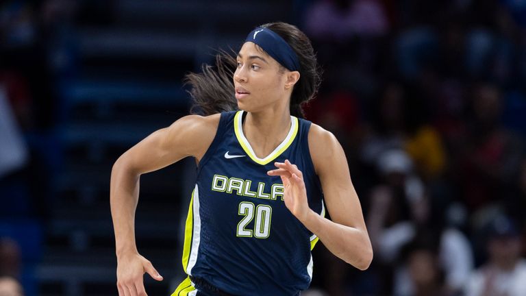 Dallas Wings forward Isabelle Harrison is seen during a WNBA basketball game against the Atlanta Dream, Saturday, May 7, 2022, in Arlington, Texas. Atlanta won 66-59.