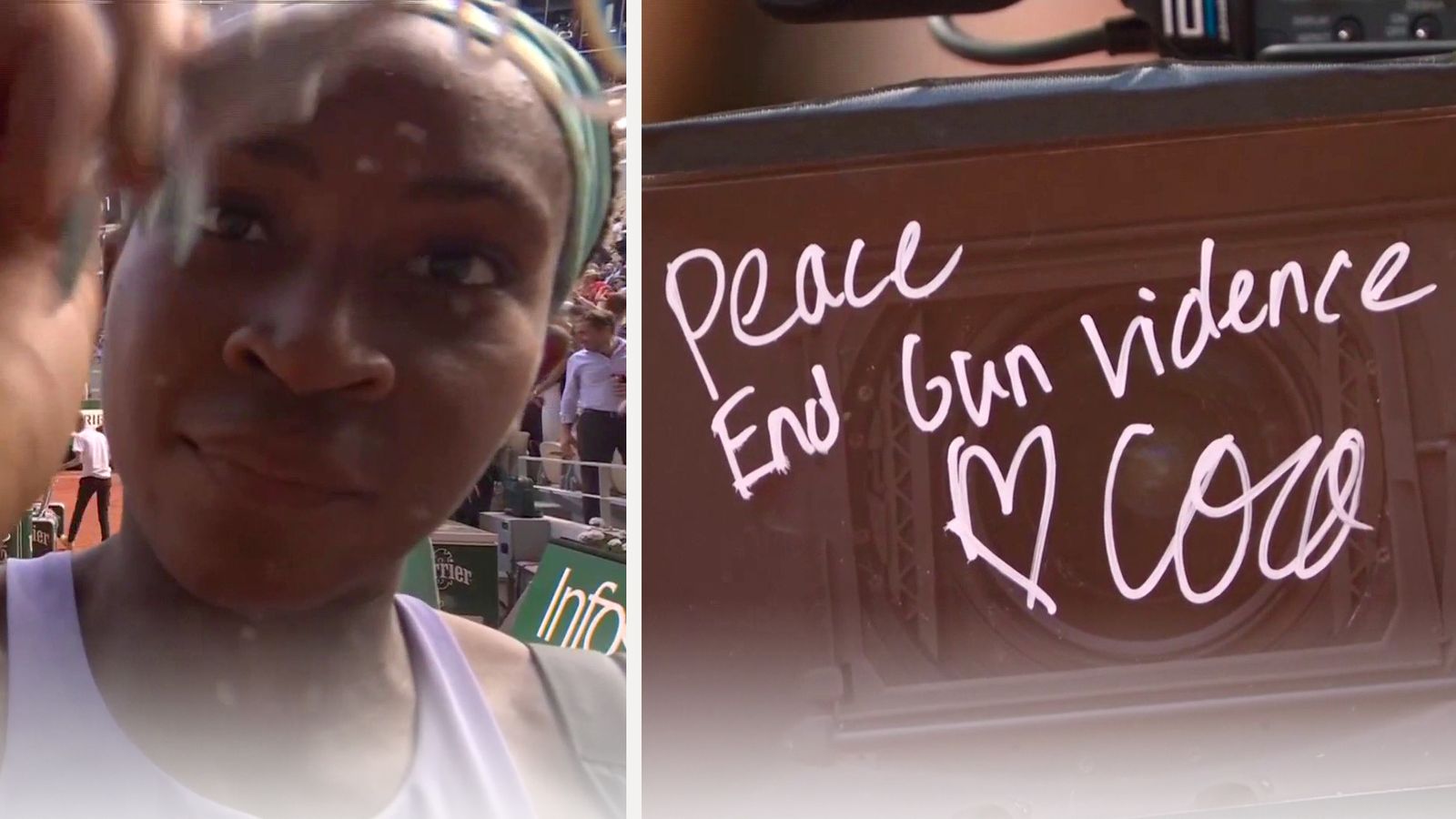 Coco Gauff calls for peace and an end to gun violence after reaching