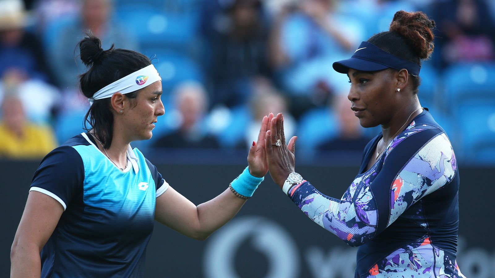 Serena Williams marks return to tennis with doubles win at Eastbourne