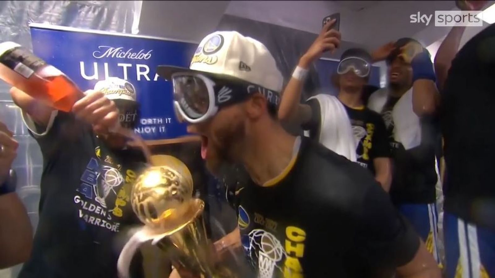 Steph Curry Leads Golden State Warriors' Locker Room Celebrations After ...