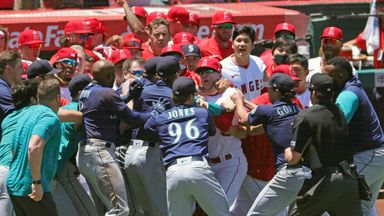 Angels vs Mariners: Mass brawl and eight ejections overshadow Los Angeles'  win over Seattle
