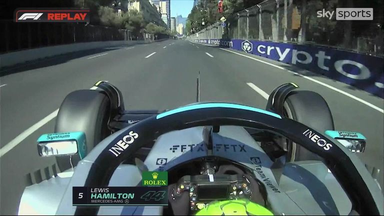 Take a look at Hamilton's driving experience at the Baku City Circuit and the problems he's experiencing