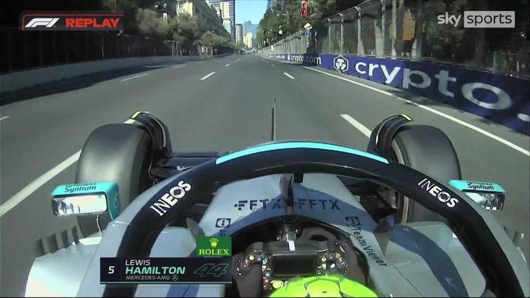 Take a look at Hamilton's driving experience around the Baku City Circuit and the issues he is experiencing