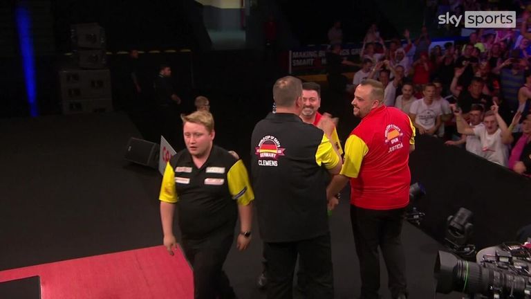 The fans in Frankfurt were thrilled after the German team, who had missed 10 match darts, eventually prevailed after a deciding leg against Spain