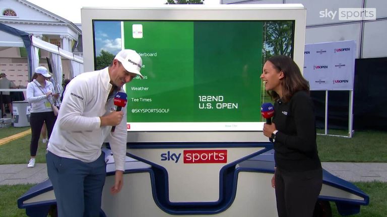 Justin Rose reacts to his first-round performance at the US Open, featuring a great celebration after a sinking a huge putt on the 17th hole