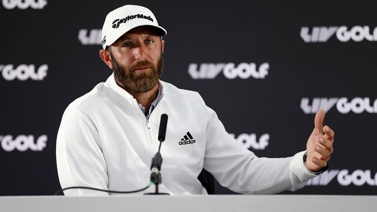 Dustin Johnson, Graeme McDowell and Louis Oosthuizen had to field difficult questions at the press conference for the opening LIV Series event in Hertfordshire