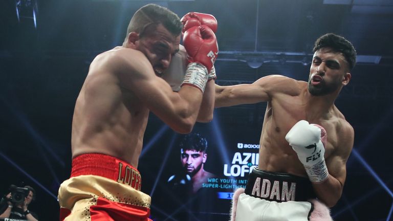 BEN SHALOM...S BOXXER BREAKTHROUGH PROMOTION .SKYDOME ARENA COVENTRY 25/06/2022.PIC LAWRENCE LUSTIG.VACANT WBC YOUTH INTER-CONTINENTAL SUPER-LIGHTWEIGHT CHAMPIONSHIP.ADAM AZIM v ANTHONY LOFFET