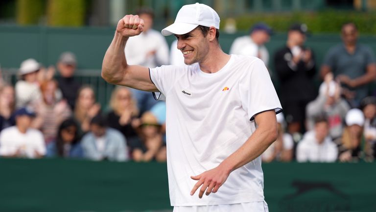 Alastair Gray after his victory over Chun-Hsin Tseng on day two of the 2022 Wimbledon Championships at the All England Lawn Tennis and Croquet Club, Wimbledon. Picture date: Tuesday June 28, 2022.
