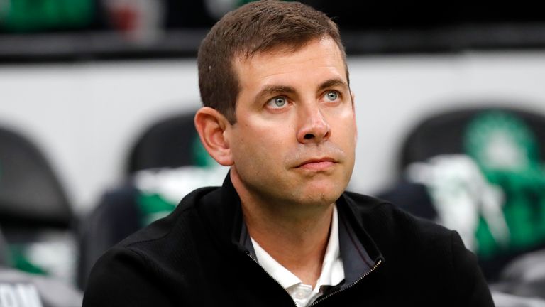 Celtics president of basketball operations Brad Stevens pictured before Game 6 of the Eastern Conference Finals in Boston
