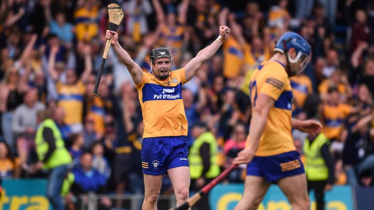 18 June 2022; Tony Kelly of Clare celebrates after the GAA Hurling All-Ireland Senior Championship Quarter-Final match between Clare and Wexford at the FBD Semple Stadium in Thurles, Tipperary. Photo by Daire Brennan/Sportsfile
