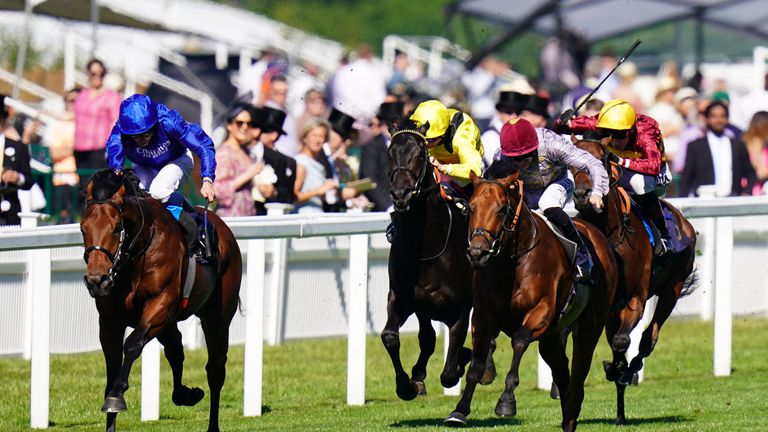 Coroebus and William Buick cling to the far rail in the St James&#39;s Palace Stakes at Royal Ascot