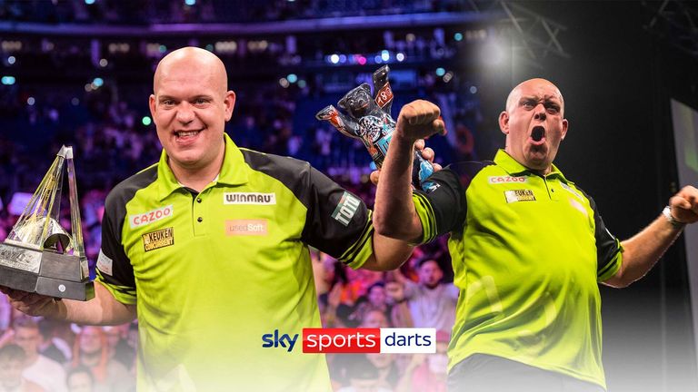 Michael van Gerwen edged out Joe Cullen in a dramatic final to claim his sixth Premier League title in Berlin.